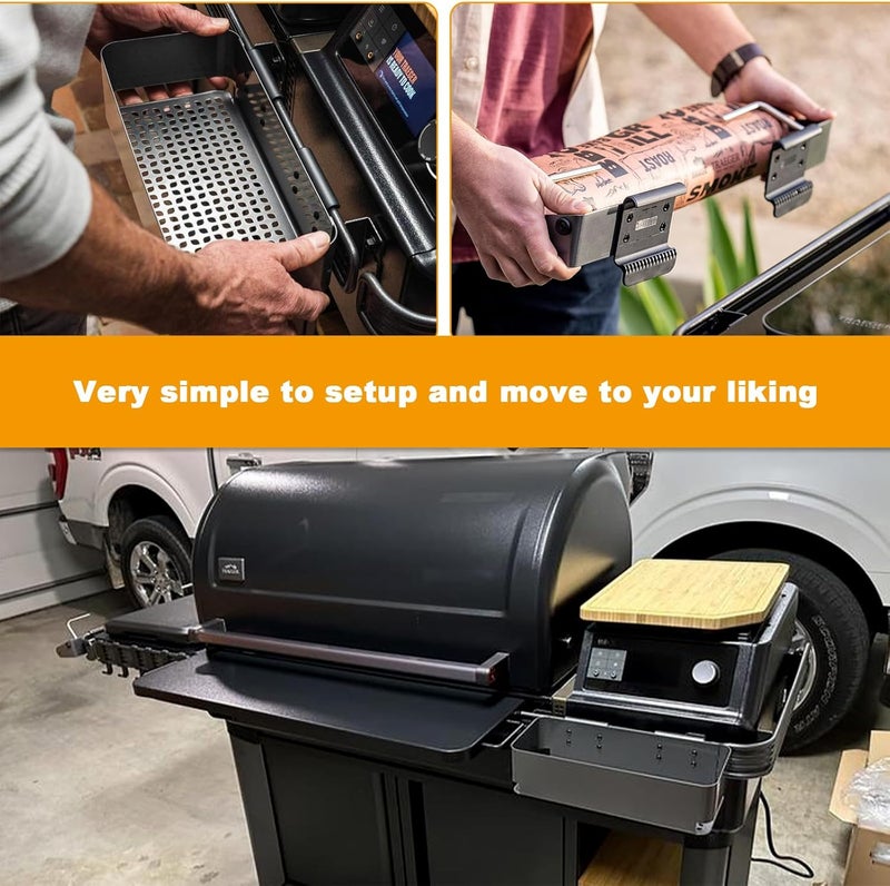 BBQ-PLUS Grill Accessories for Traeger P.A.L. Pop-and-Lock Accessory Rail, Adjustable Paper Towels Holder & Storage Bin & Hooks for Traeger Timberline, Timberline XL, Ironwood, Ironwood XL, Flatrock Grill - Image 5